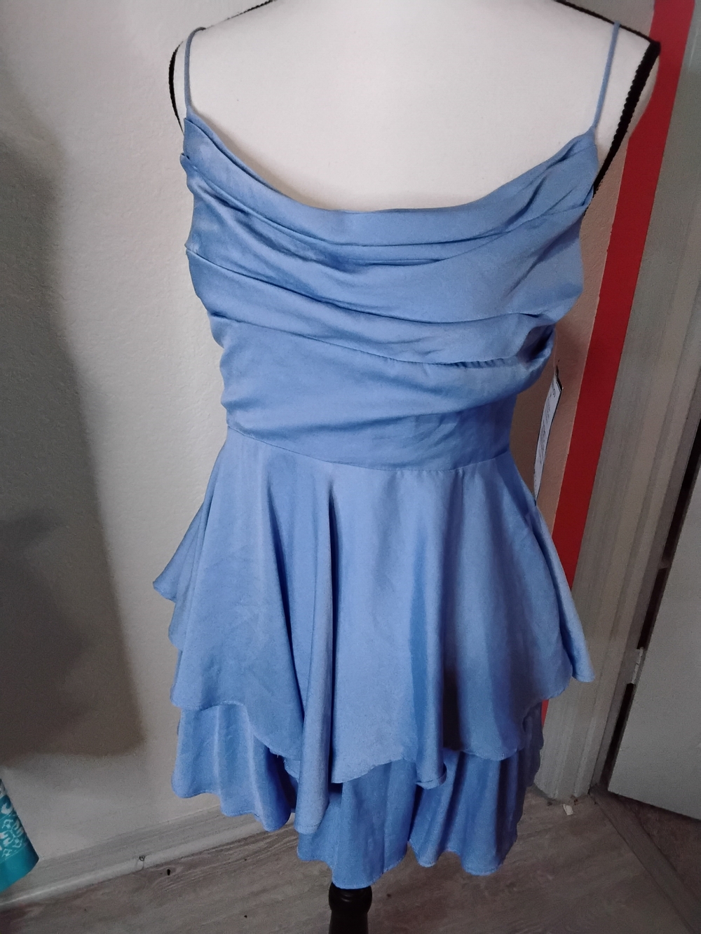 Mustard Seed Light Blue Smocked Strap Romper